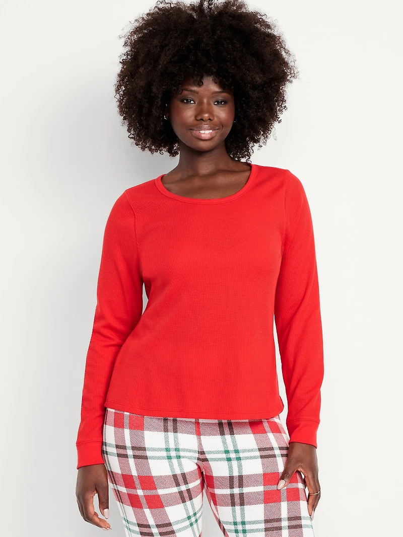 Scoop-Neck Waffle Pajama Top