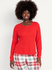 Scoop-Neck Waffle Pajama Top