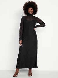 Mock Neck Lace Maxi Dress