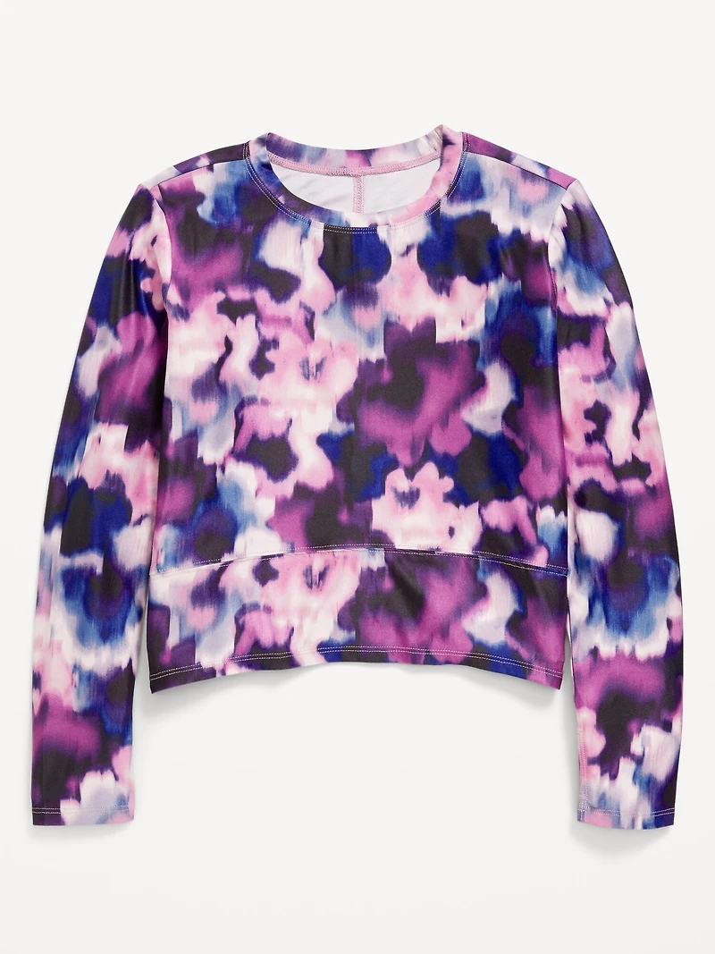 CloudMotion Printed Long-Sleeve Performance Top for Girls