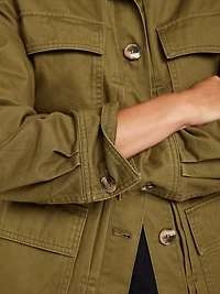 Cinched-Waist Twill Utility Jacket