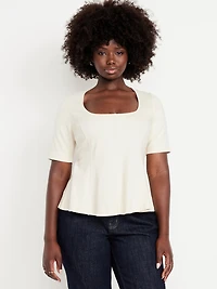 Square-Neck Peplum Top