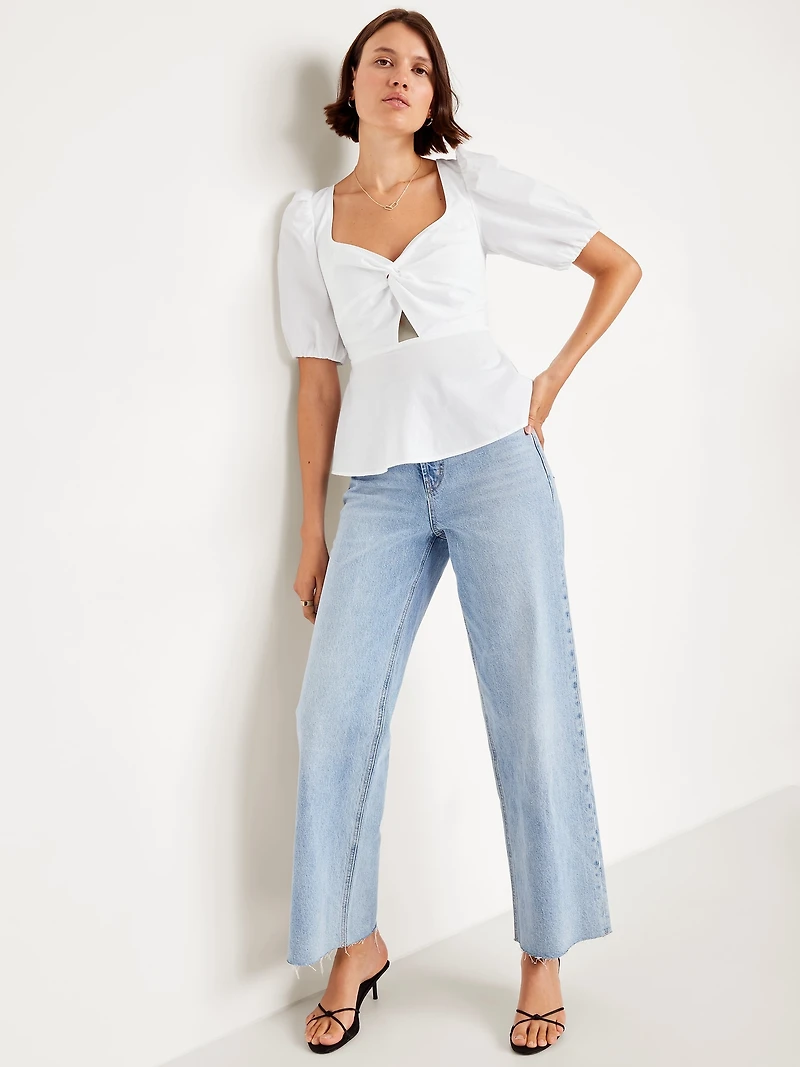 Twist-Front Peplum Top