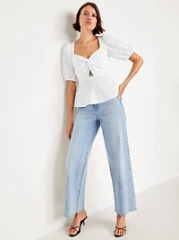 Twist-Front Peplum Top