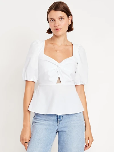Twist-Front Peplum Top
