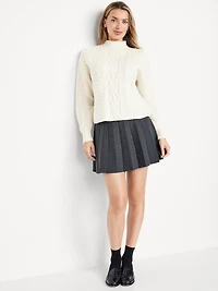 SoSoft Cropped Mock-Neck Cable Sweater