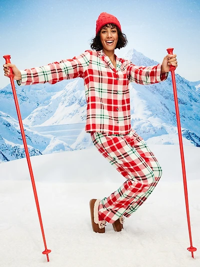 Plaid Flannel Pajama Pant Set for Women