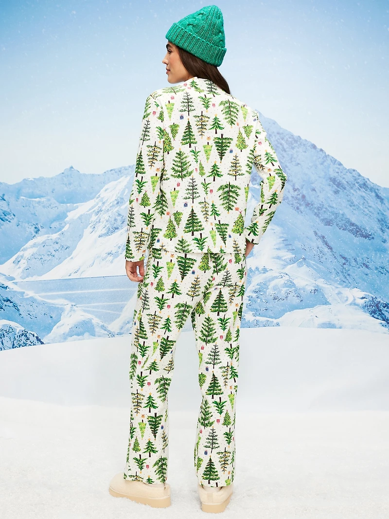 Printed Flannel Pajama Pant Set for Women