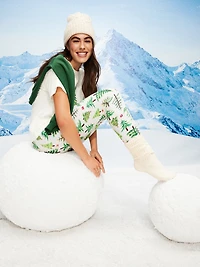 High-Waisted Printed Waffle Pajama Leggings for Women