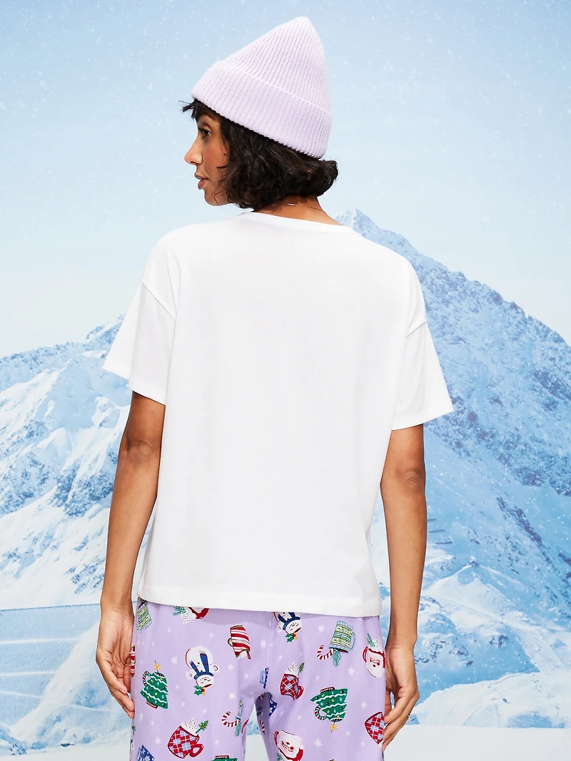 Holiday-Graphic Crew-Neck T-Shirt for Women