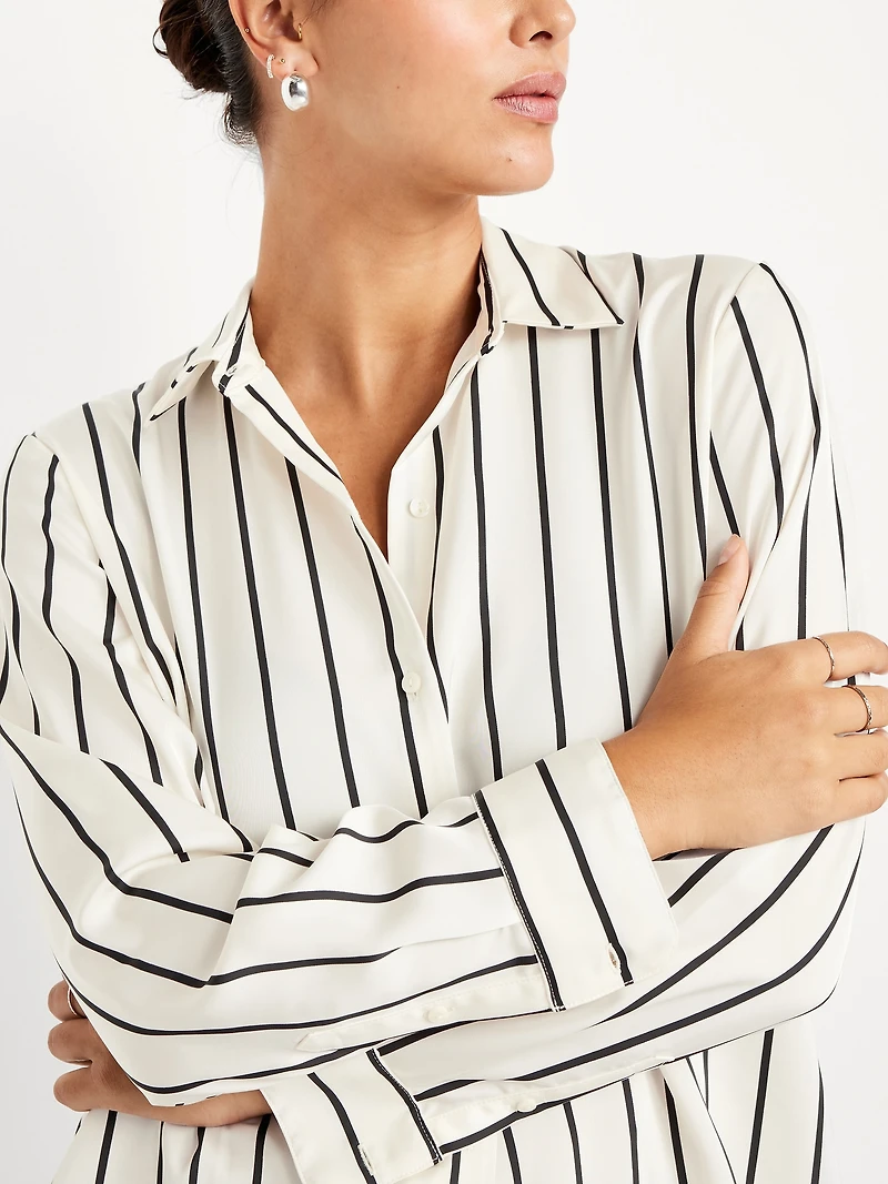 Satin Button-Down Shirt