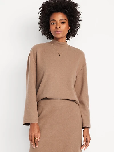 Cozy Mock-Neck Tunic Sweater