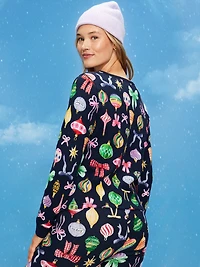 Scoop-Neck Waffle Pajama Top for Women