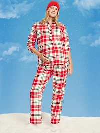 Maternity Plaid Flannel Pajama Pant Set