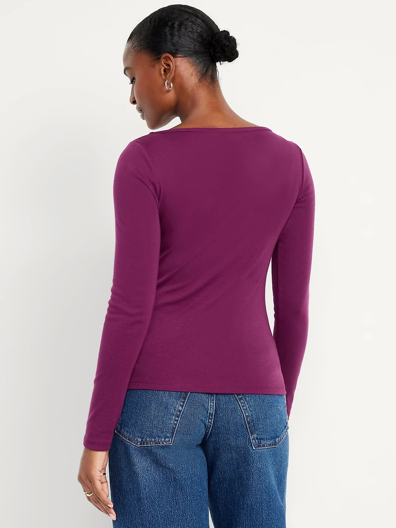 Snug Long-Sleeve Boatneck T-Shirt