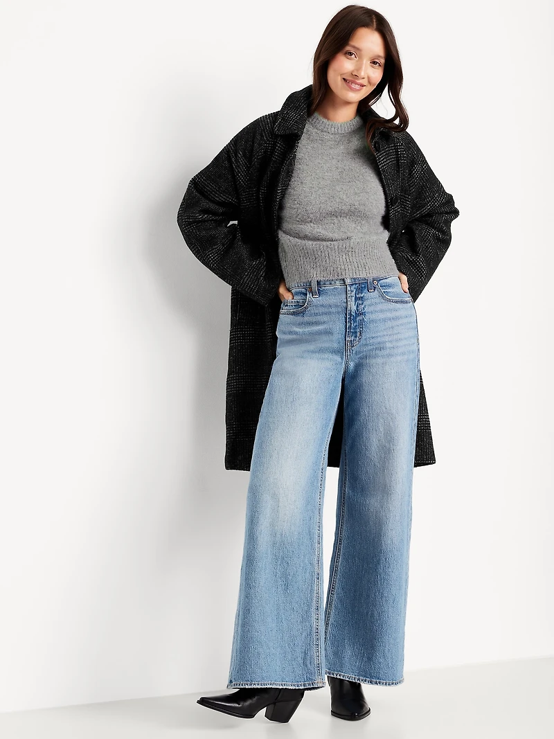 Cropped Crew-Neck Eyelash Sweater