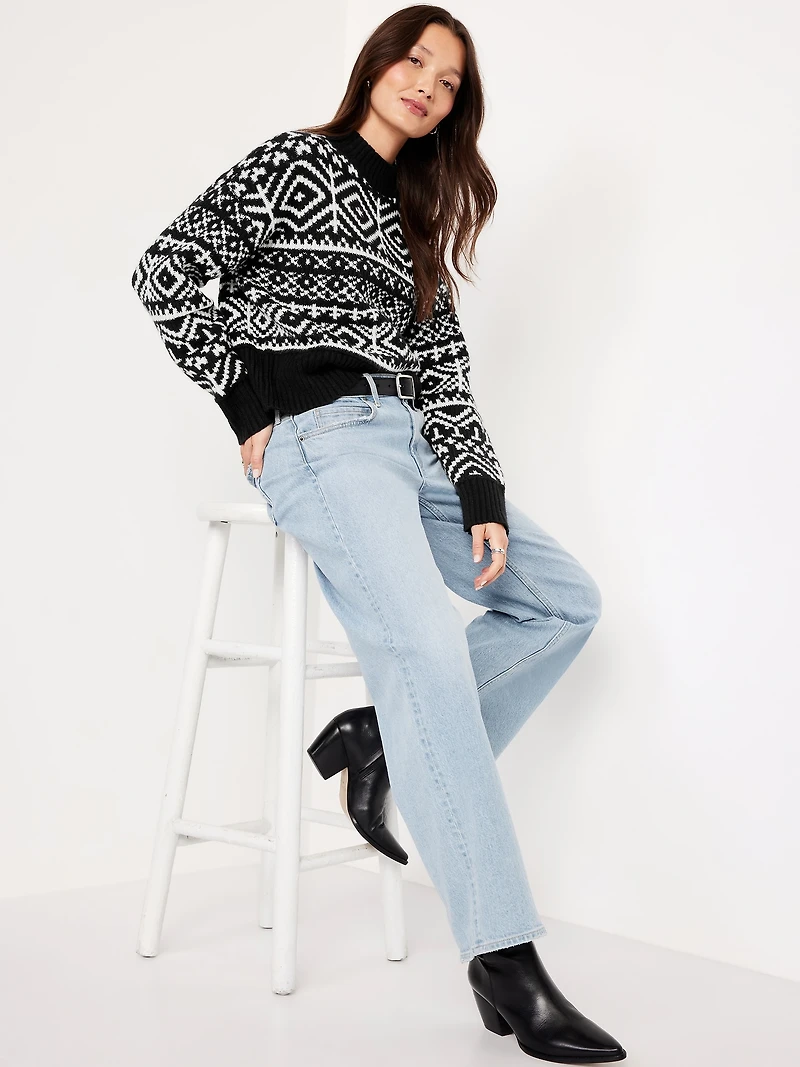 SoSoft Mock-Neck Fair Isle Sweater