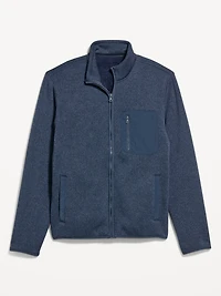 Sherpa-Lined Fleece-Knit Jacket