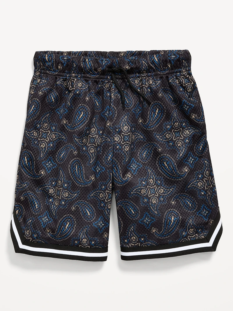 Printed Mesh Basketball Shorts for Boys (At Knee