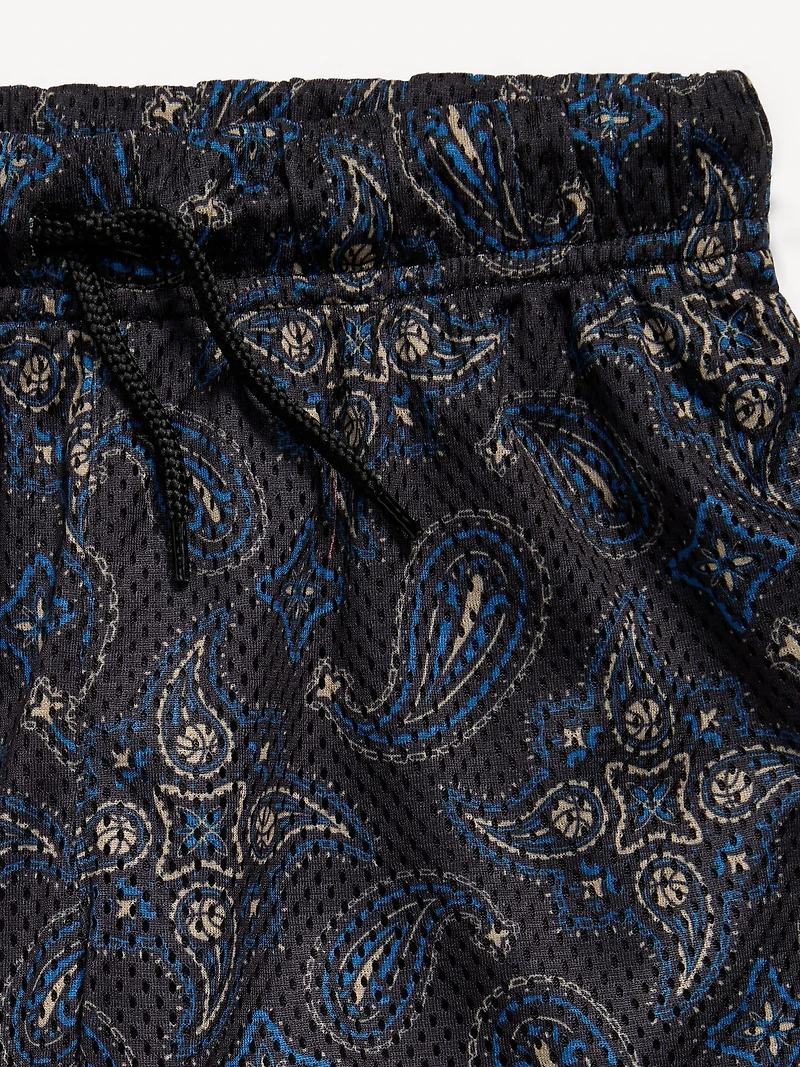 Printed Mesh Basketball Shorts for Boys (At Knee