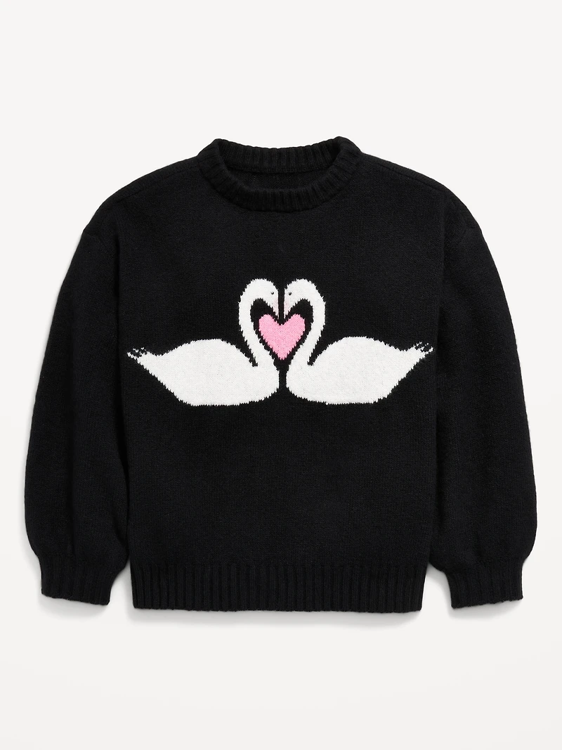 Oversized Valentine's Day Graphic Sweater for Girls
