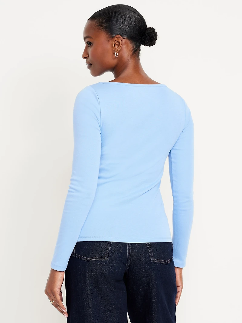 Snug Long-Sleeve Boatneck T-Shirt