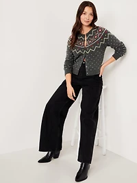 SoSoft Cropped Fair Isle Cardigan Sweater