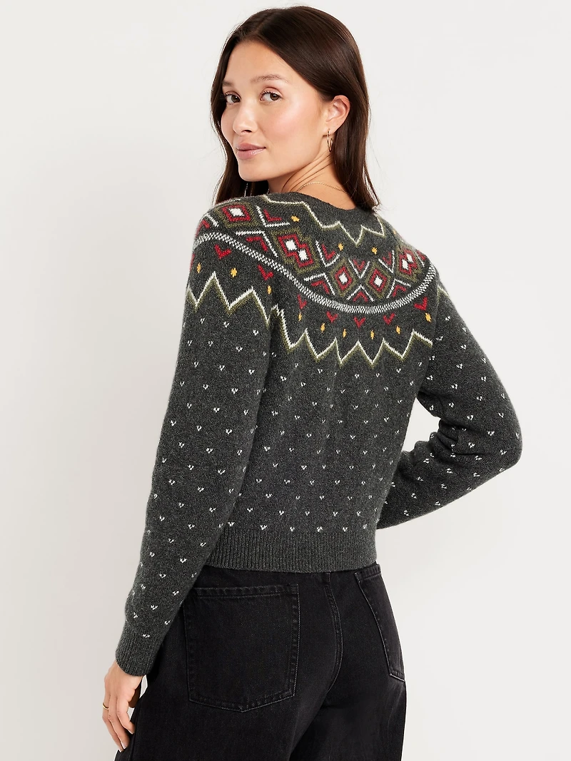 SoSoft Cropped Fair Isle Cardigan Sweater