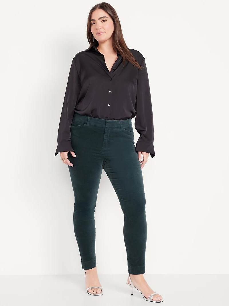 High-Waisted Velvet Pixie Skinny Ankle Pants