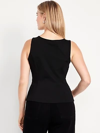 Ponte-Knit Sleeveless Peplum Top
