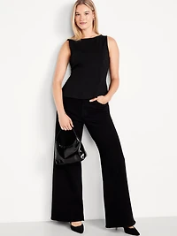 Ponte-Knit Sleeveless Peplum Top