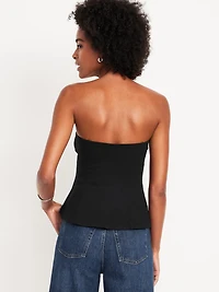 Ponte-Knit Cropped Peplum Tube Top