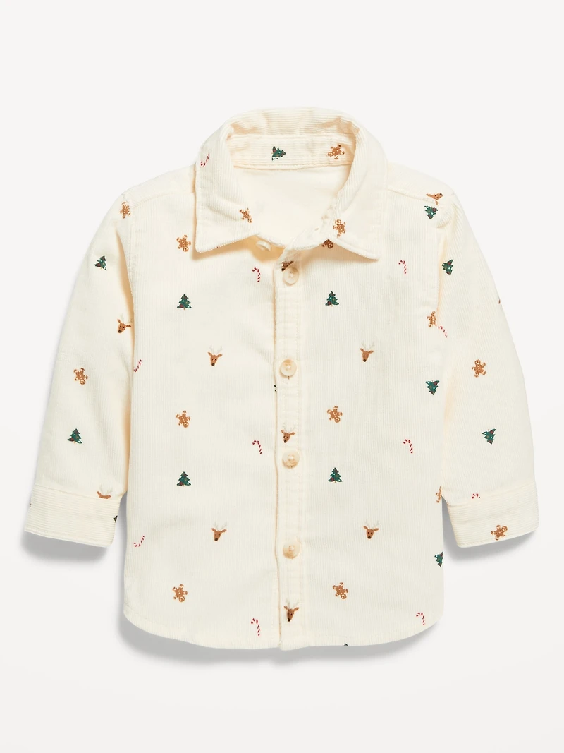 Printed Long-Sleeve Corduroy Shirt for Baby