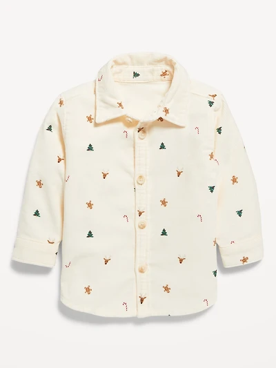 Printed Long-Sleeve Corduroy Shirt for Baby