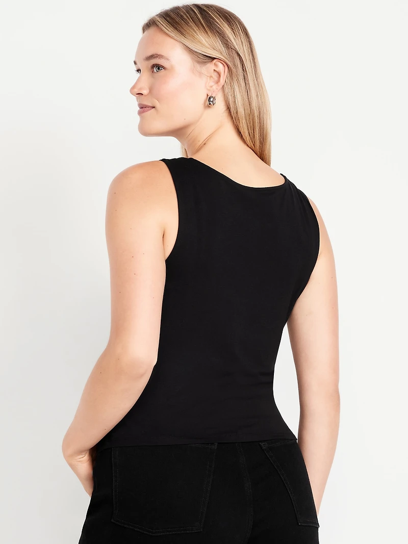 Cowl-Neck Twist-Strap Top