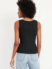 Ponte-Knit Sleeveless Peplum Top