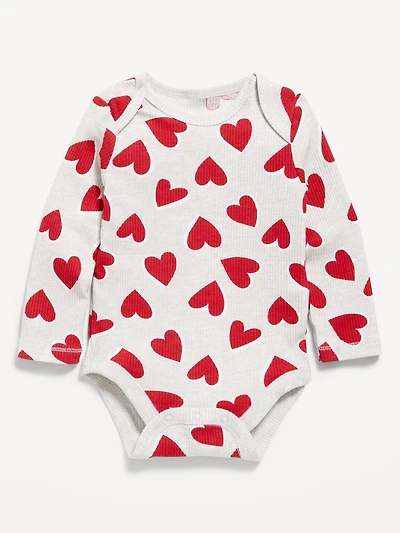 Printed Long-Sleeve Ribbed Bodysuit for Baby