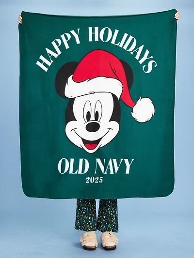 Old Navy x Disney Mickey Mouse Logo-Graphic Fleece Blanket for the Family
