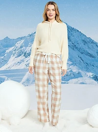 Mid-Rise Plaid Flannel Pajama Pants for Women
