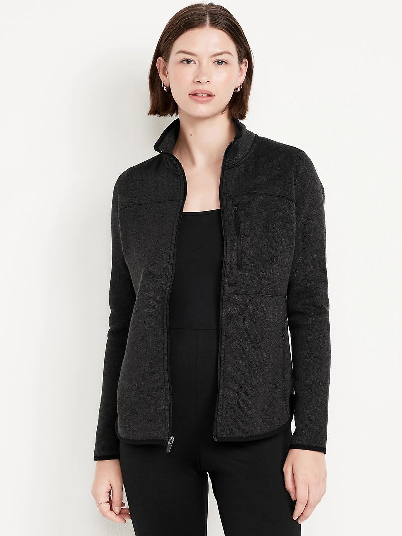 Sweater-Knit Fleece Zip Jacket