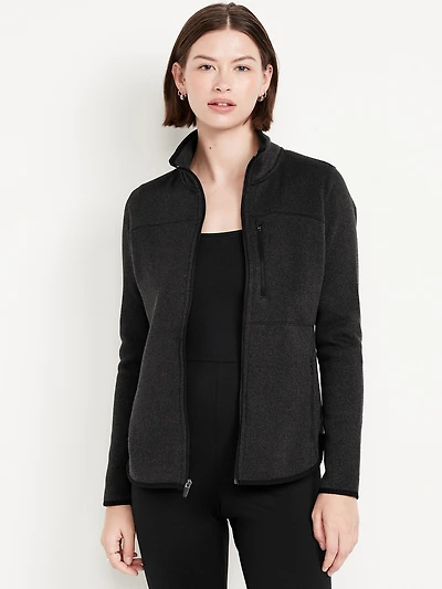 Sweater-Knit Fleece Zip Jacket