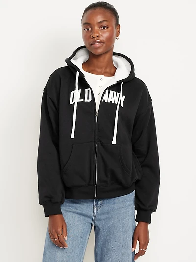 Oversized Logo-Graphic Hoodie Sweatshirt