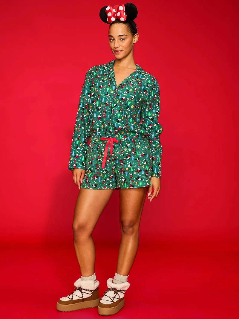 Old Navy x Disney Mickey Mouse & Friends Printed Flannel Boxer Shorts for Women