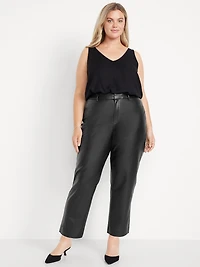 High-Waisted Faux-Leather Pixie Straight Pants