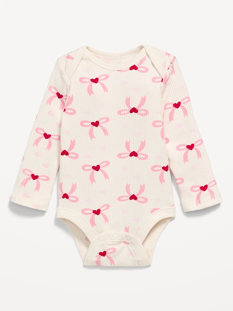 Printed Long-Sleeve Ribbed Bodysuit for Baby