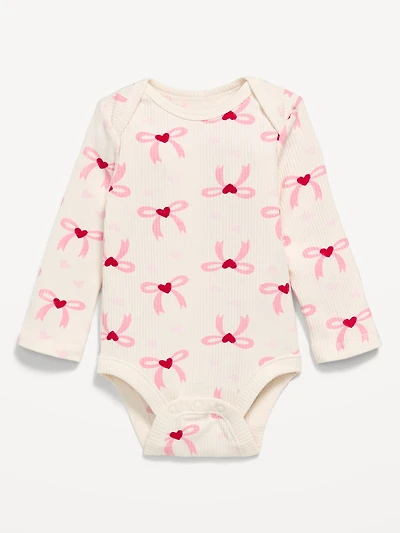 Printed Long-Sleeve Ribbed Bodysuit for Baby