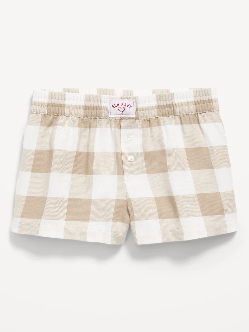 Flannel Plaid Boxer Pajama Shorts for Girls