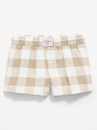 Flannel Plaid Boxer Pajama Shorts for Girls