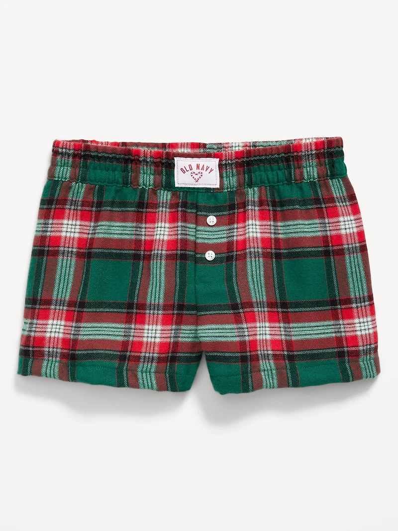 Flannel Plaid Boxer Pajama Shorts for Girls