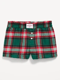 Flannel Plaid Boxer Pajama Shorts for Girls